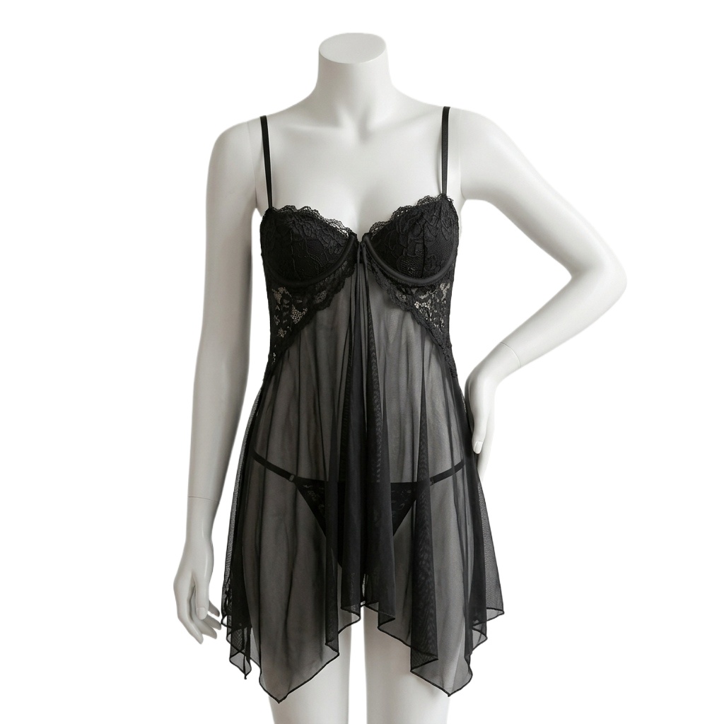 Babydoll Chemise Night - قميص نوم نسائي من الدانتيل الشفاف