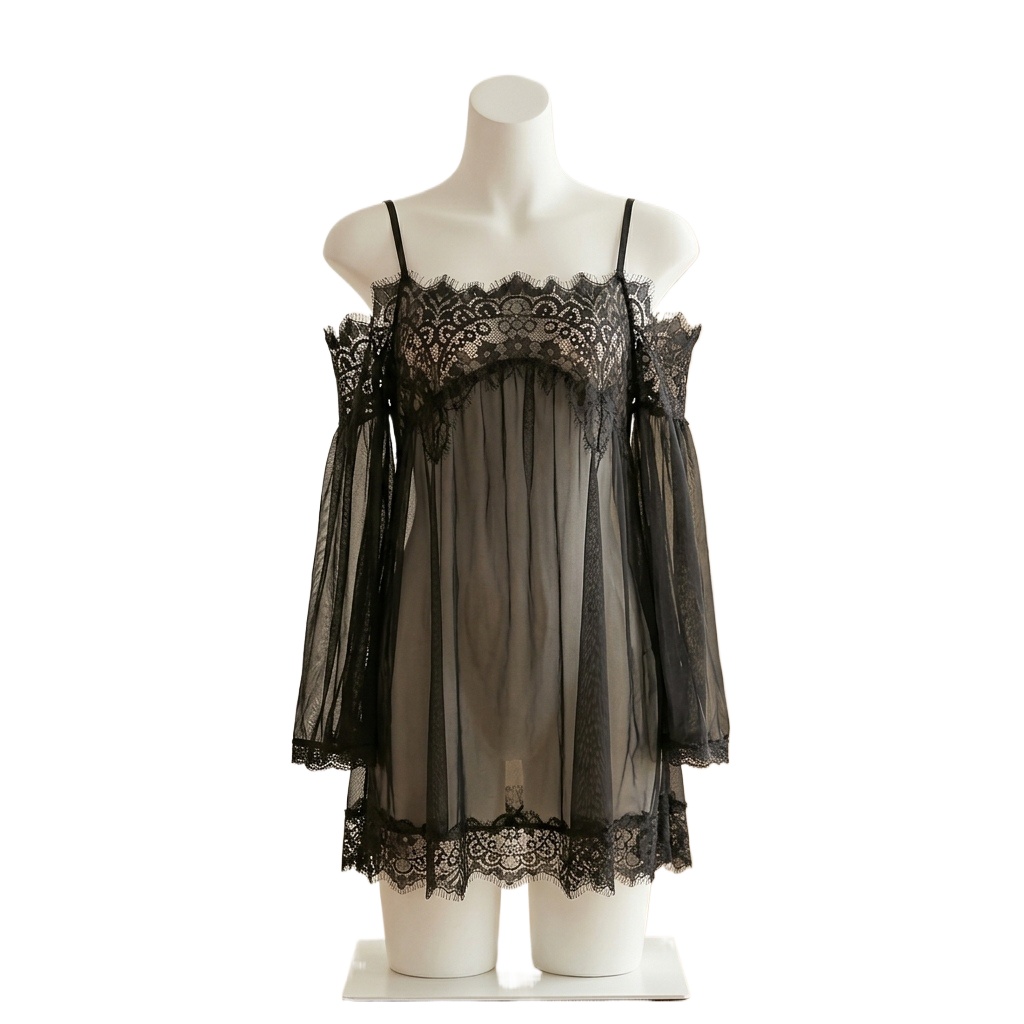 ملابس داخلية نسائية سوداء من ا - مراجعة Babydoll Chemise Night وسعره