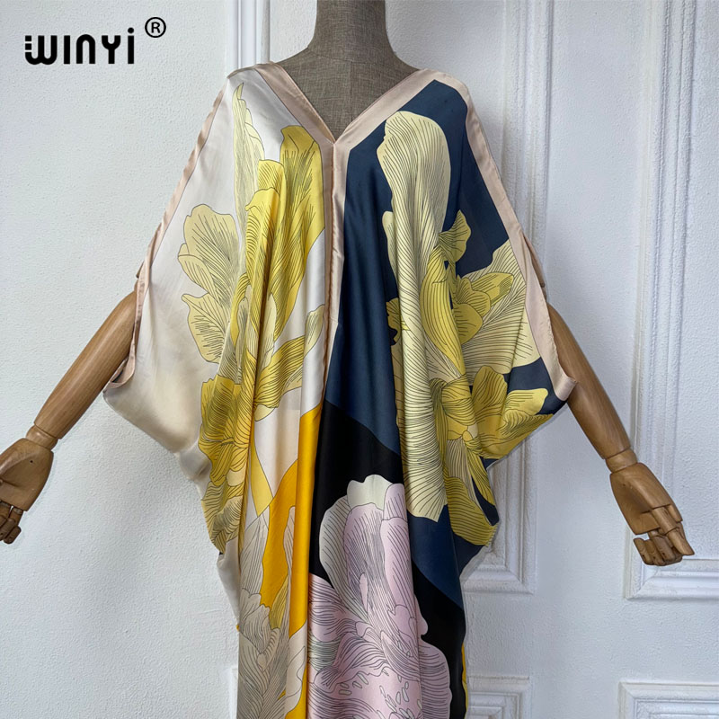 فستان شاطئ مطبوع من WINYI-أفري - مراجعة Robe Silk Women وسعره