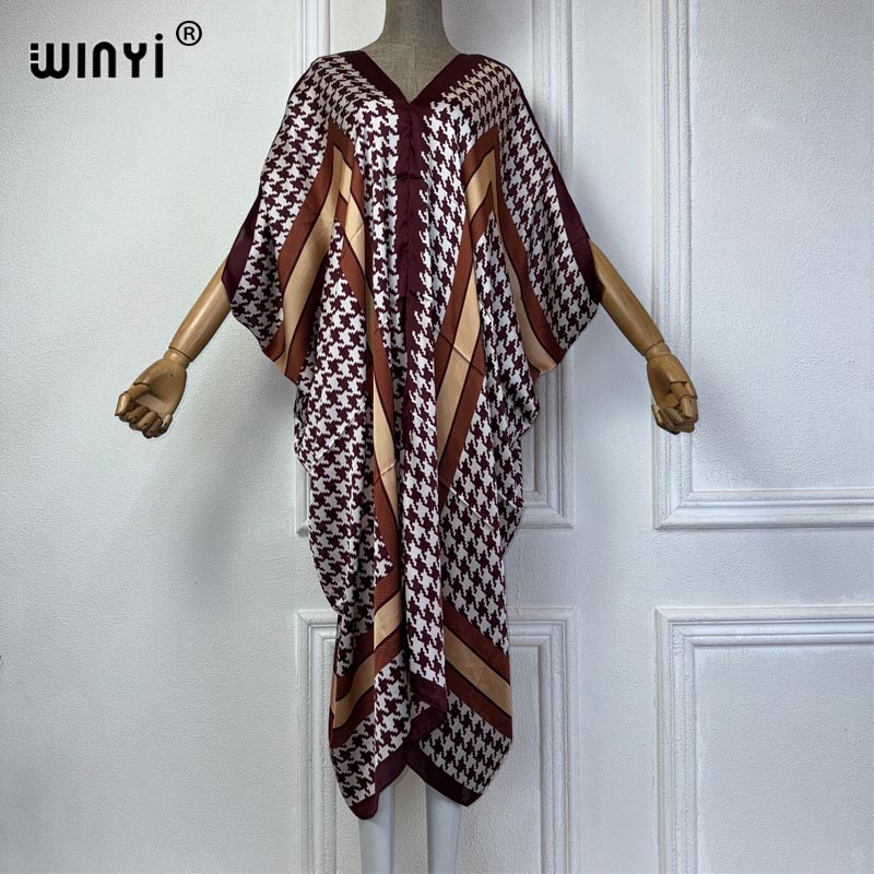 فستان شاطئ مطبوع من WINYI-أفري - مراجعة Robe Silk Women وسعره