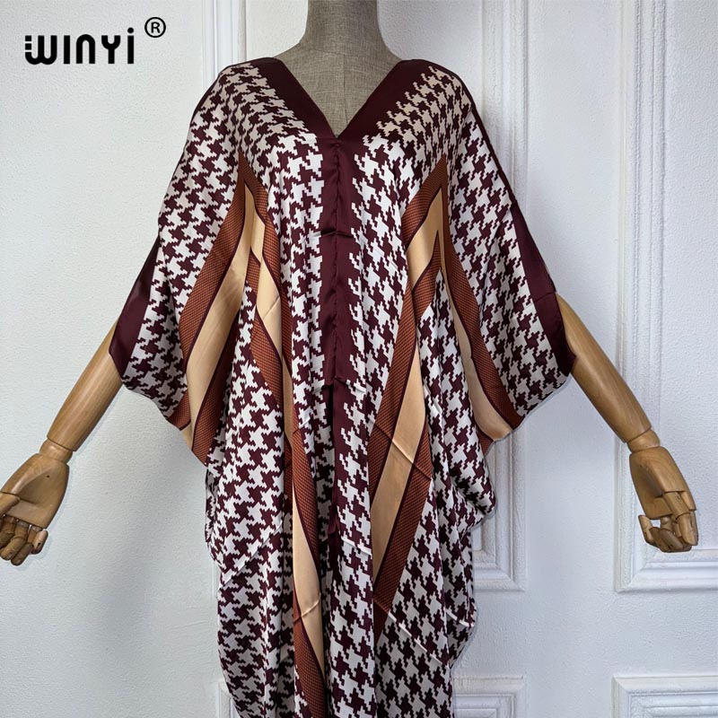 فستان شاطئ مطبوع من WINYI-أفري - مراجعة Robe Silk Women وسعره