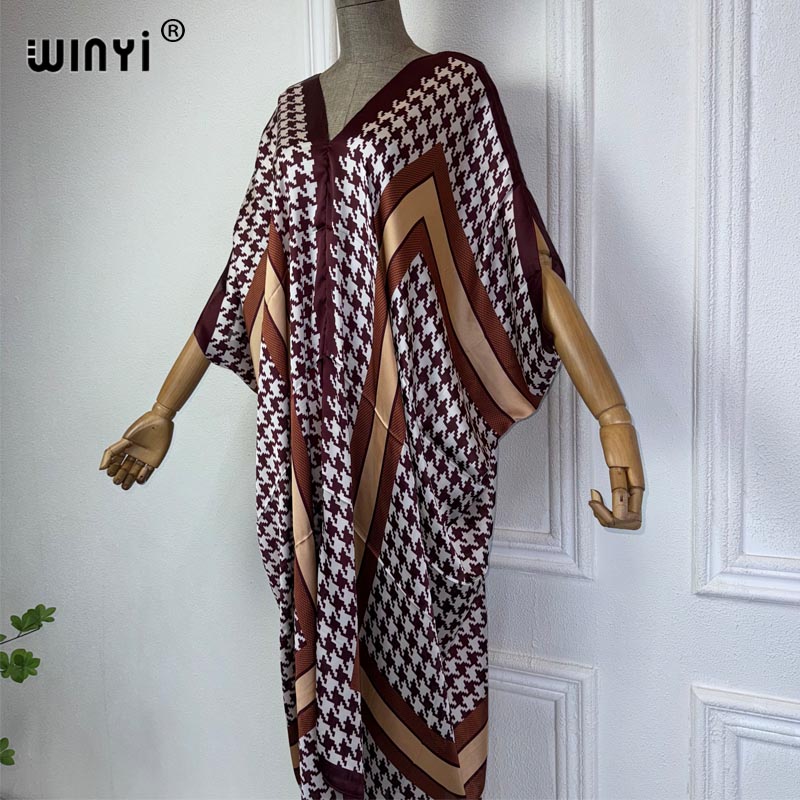 فستان شاطئ مطبوع من WINYI-أفري - مراجعة Robe Silk Women وسعره